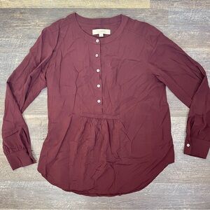 LOFT plum colored button-down blouse top shirt size small S B138